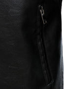 Men's Faux Leather Lapel Motorcycle Biker Jacket with Zipper Details & Pockets