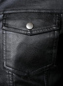 Men's Lightweight Faux Leather Biker Jacket with Classic Turn-Down Collar